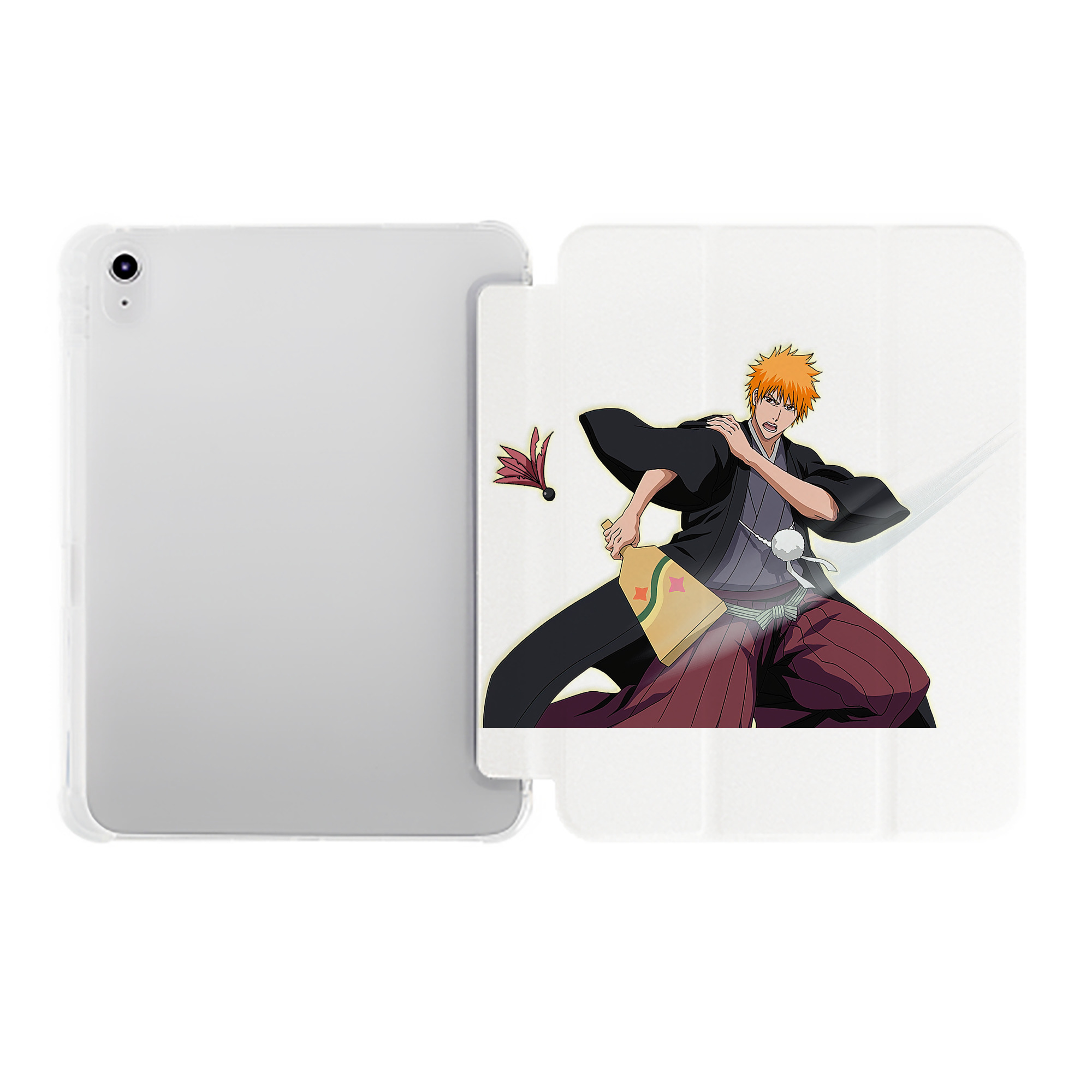 （画像用） ブリーチ 黒崎一護（くろさき いちご）BLEACH Kurosaki Ichigo IPad ケース ペン収納付き 三つ折りスタンド PUレザー×シリコン 対応機種9.5/10.5/10.9インチ